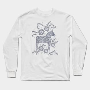 Swedish Dala Horse (Gray) Long Sleeve T-Shirt